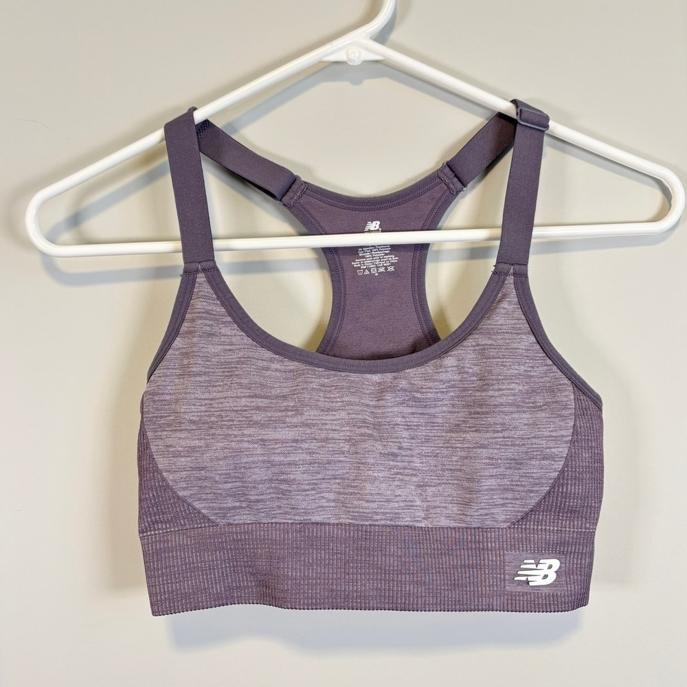 New Balance Sports Bra Racerback Removable Pads Purple Women's Size Medium